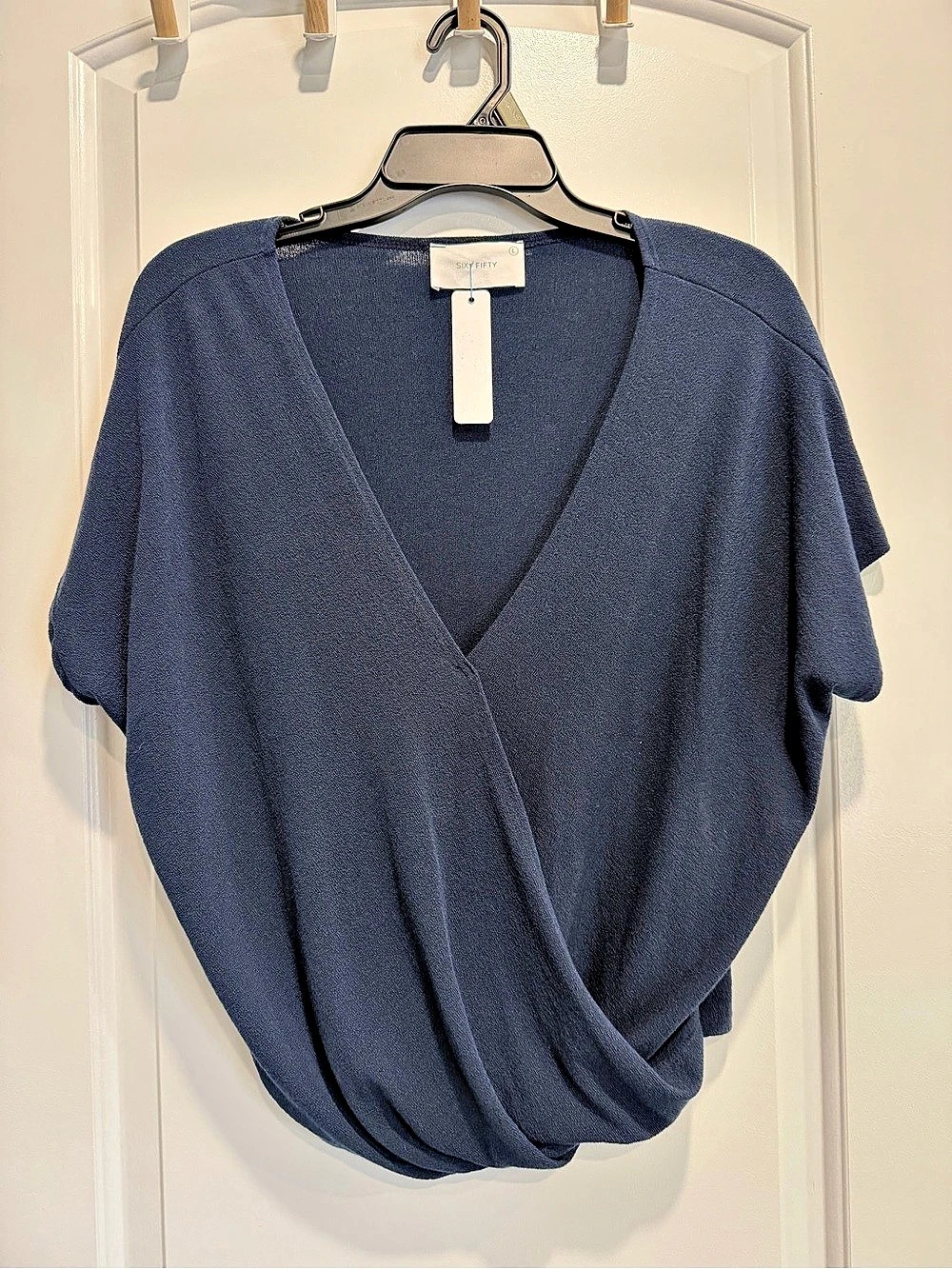Blue Wrap Front Top